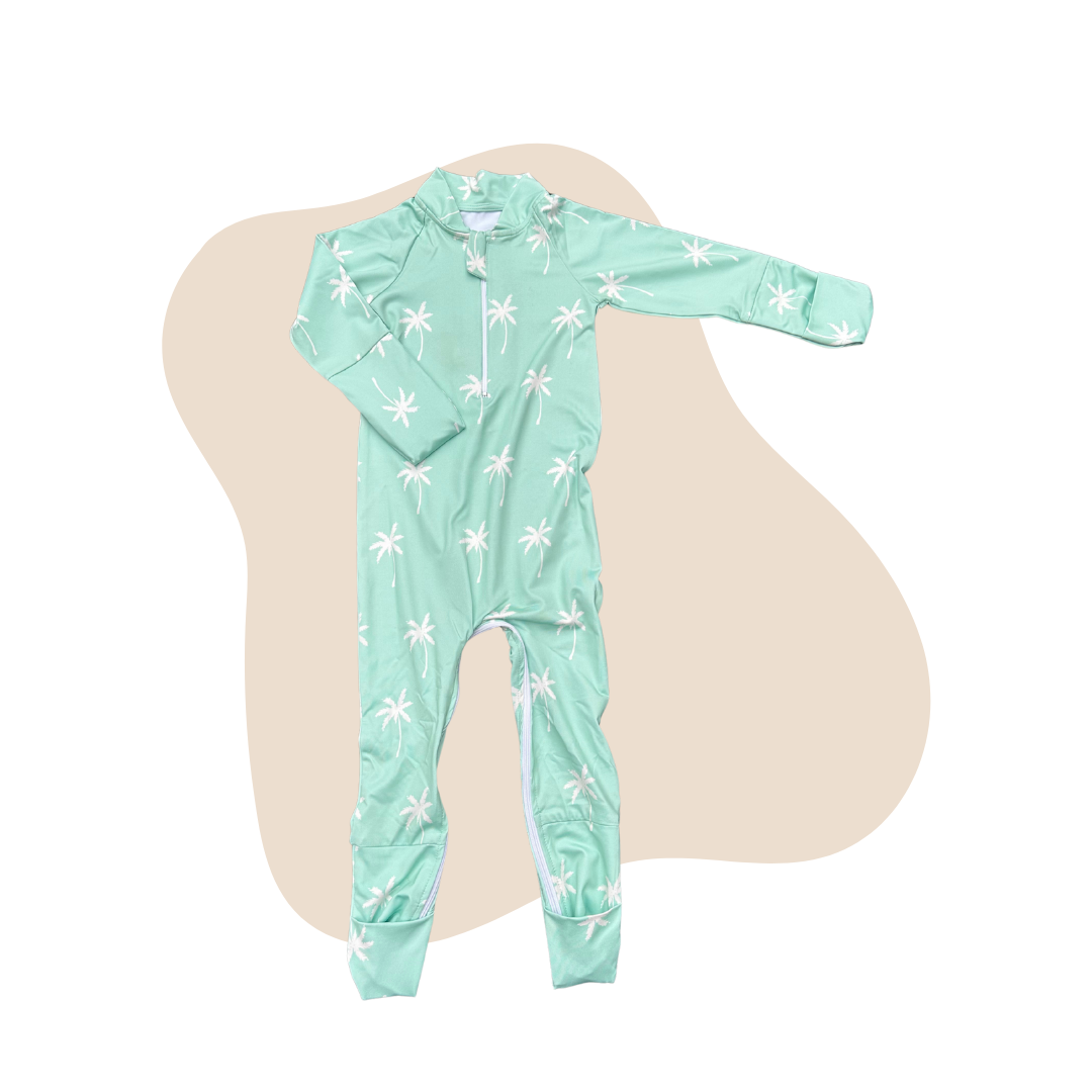 Palmy Bubby Beachwear Full Coverage Sunsuit Swimsuit - Green