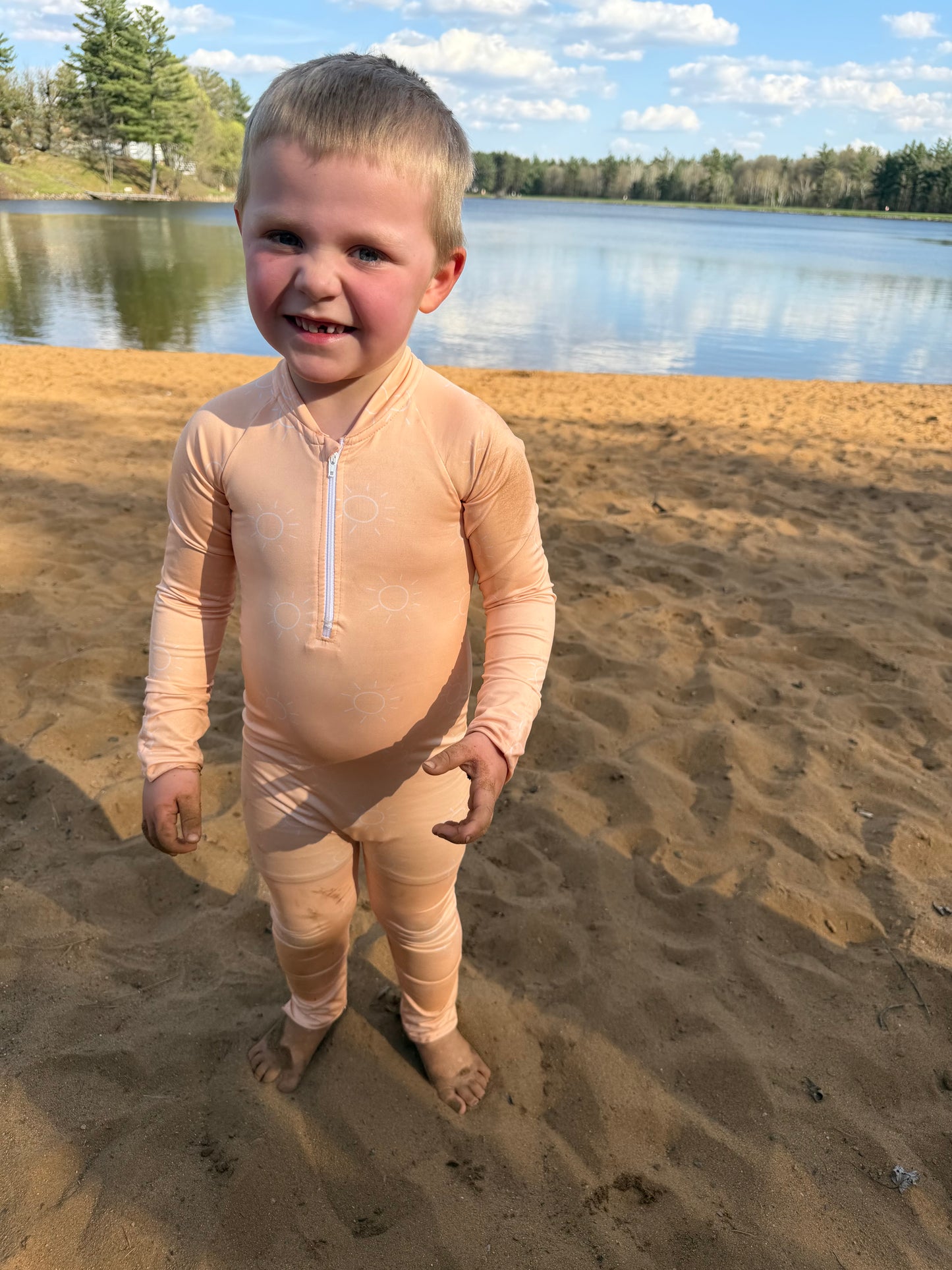 Sunny Bubby Beachwear Full Coverage Sunsuit Swimsuit - Orange
