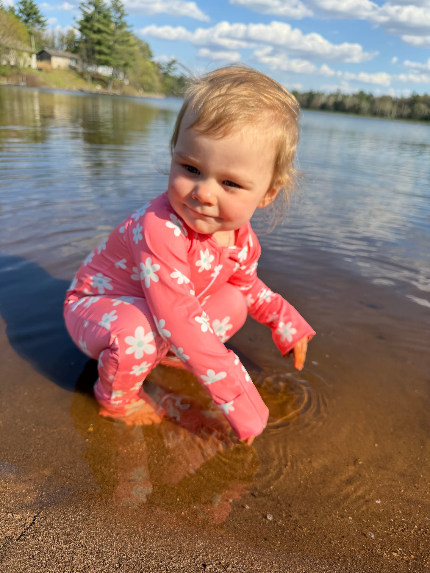 Daisy Bubby Beachwear Full Coverage Sunsuit Swimsuit - Pink