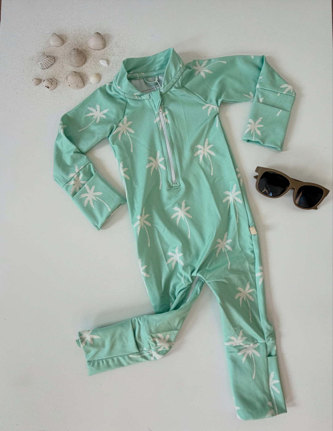 Palmy Bubby Beachwear Full Coverage Sunsuit Swimsuit - Green