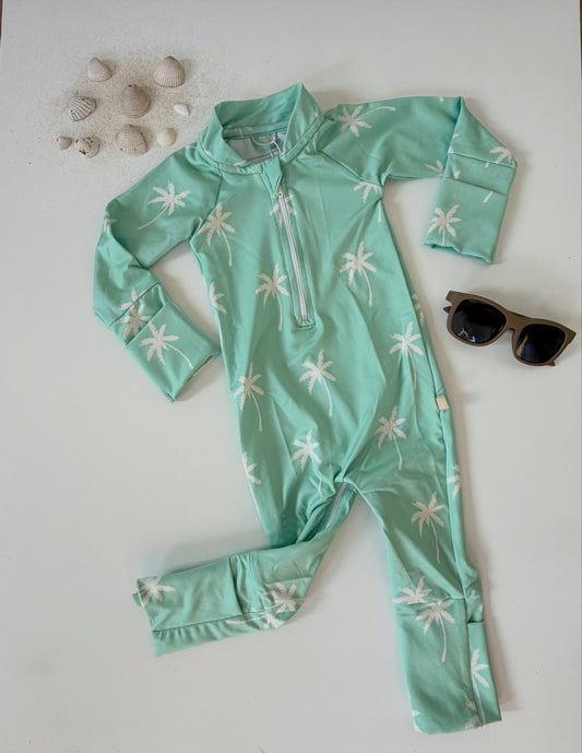 Palmy Bubby Beachwear Full Coverage Sunsuit Swimsuit - Green